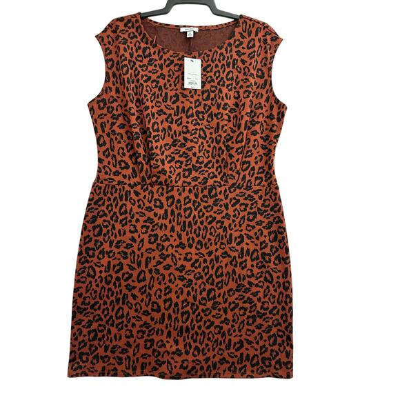 NWT Nine West Animal Print Dress XL Sleeveless Pleated Stretch - Picture 1 of 8